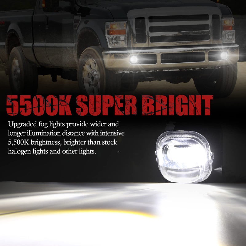 BUNKER INDUST LED Fog Lights for 2008 2009 2010 Ford F250/F350/F450 Super Duty, Bumper Driving Fog lamp Kit with Adapter Extension Harness - Image 3
